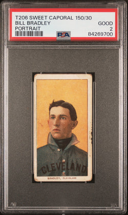 Bill Bradley 1909-11 T206 Sweet Caporal 150/30 Portrait PSA 2 Good