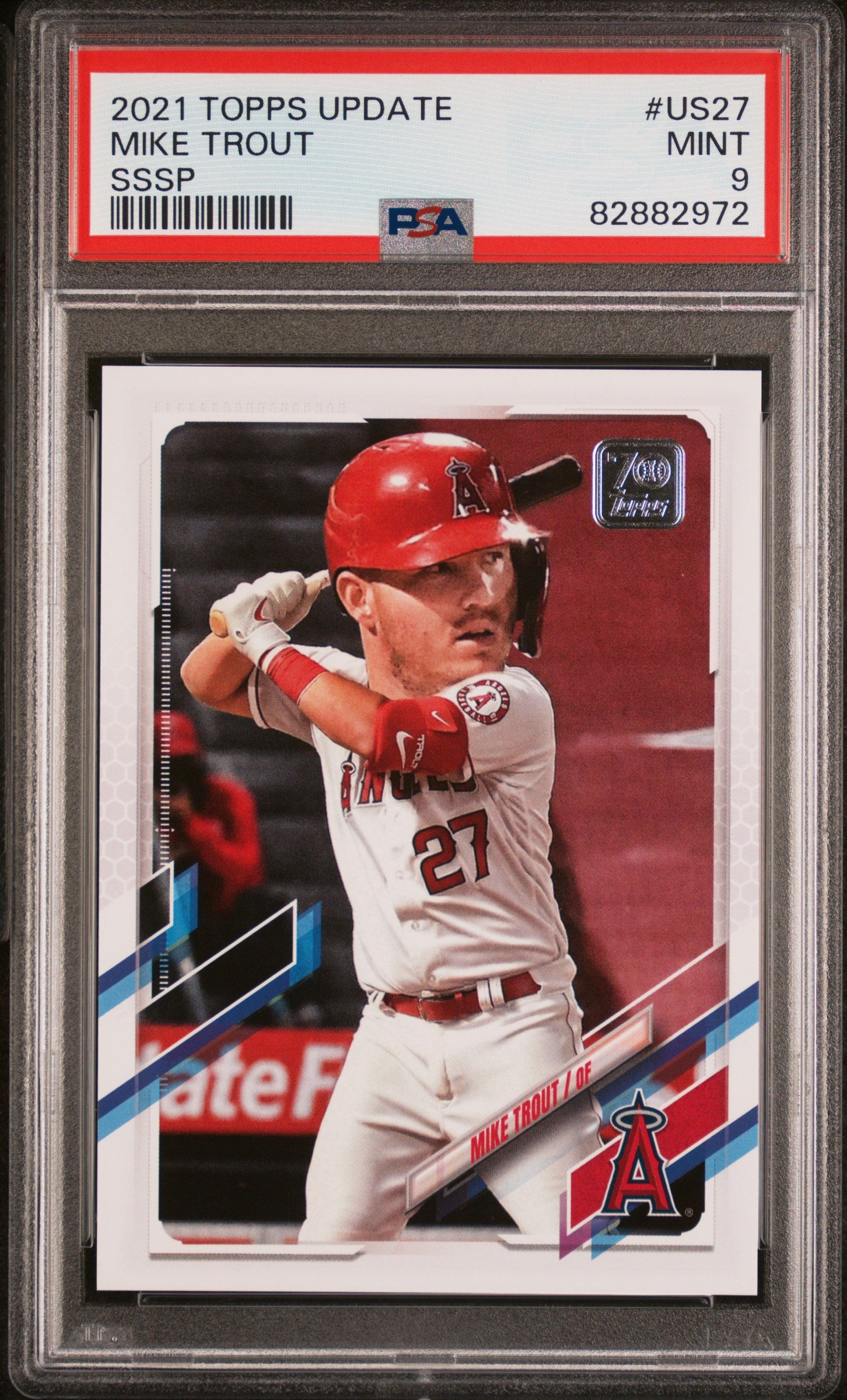 Mike Trout 2021 Topps Update #US27 SSSP Big Head PSA 9 Mint