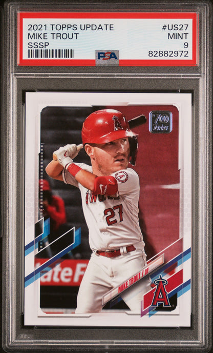 Mike Trout 2021 Topps Update #US27 SSSP Big Head PSA 9 Mint
