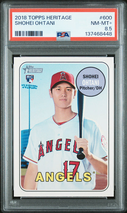 Shohei Ohtani 2018 Topps Heritage Rookie #600 PSA 8.5 Nm-Mint+ 8448