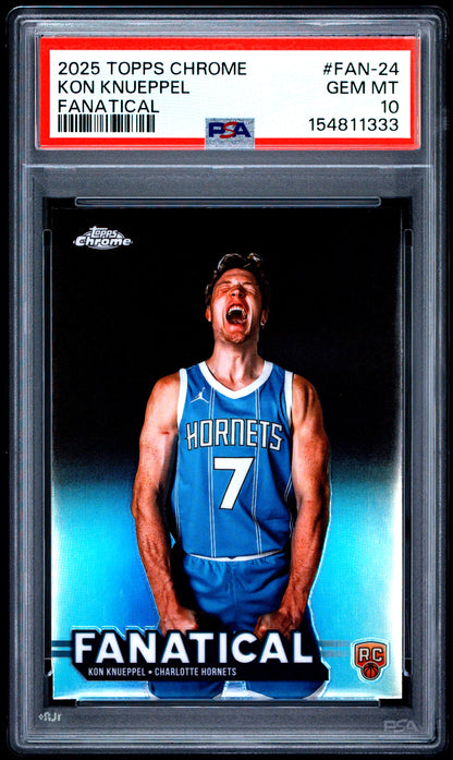 Kon Knueppel 2025 Topps Chrome Fanatical Rookie PSA 10 Gem Mint