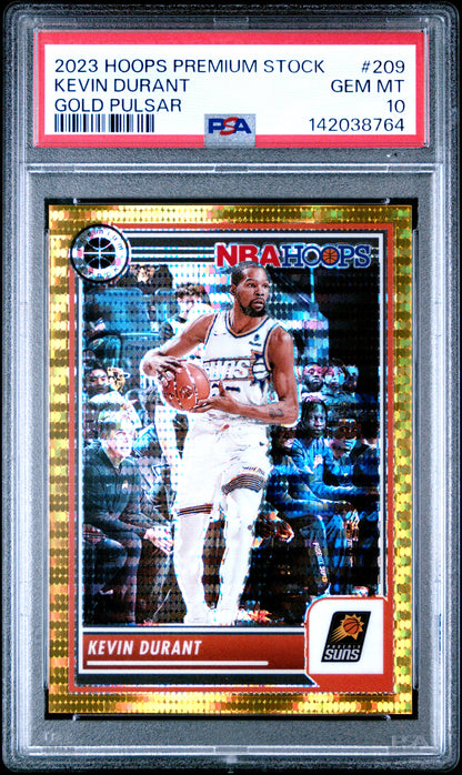 Kevin Durant 2023 Hoops Premium Stock #209 Gold Pulsar #8/10 PSA 10 Gem Mint