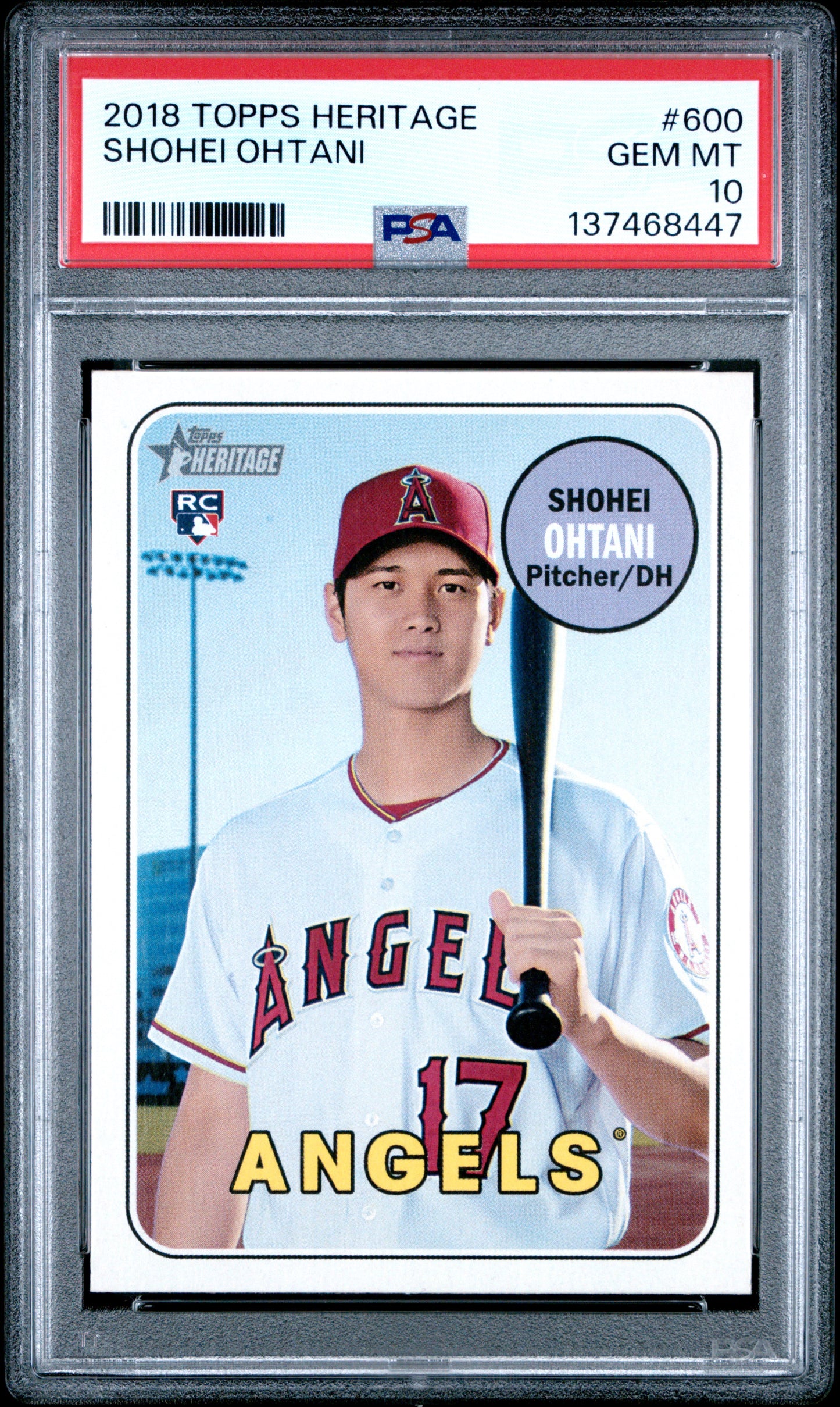 Shohei Ohtani 2018 Topps Heritage Rookie #600 PSA 10 Gem Mint 8447