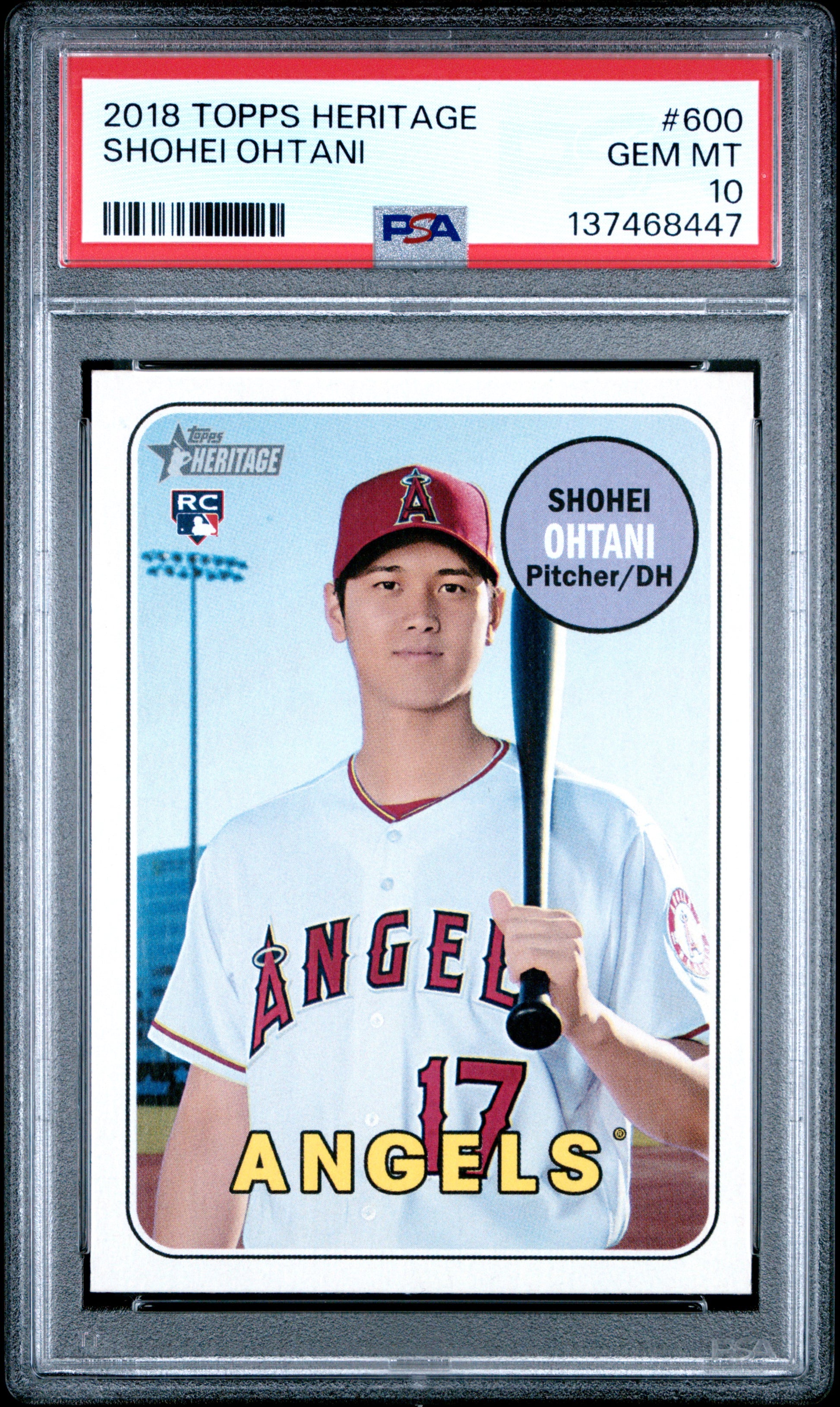 Shohei Ohtani 2018 Topps Heritage Rookie #600 PSA 10 Gem Mint 8447