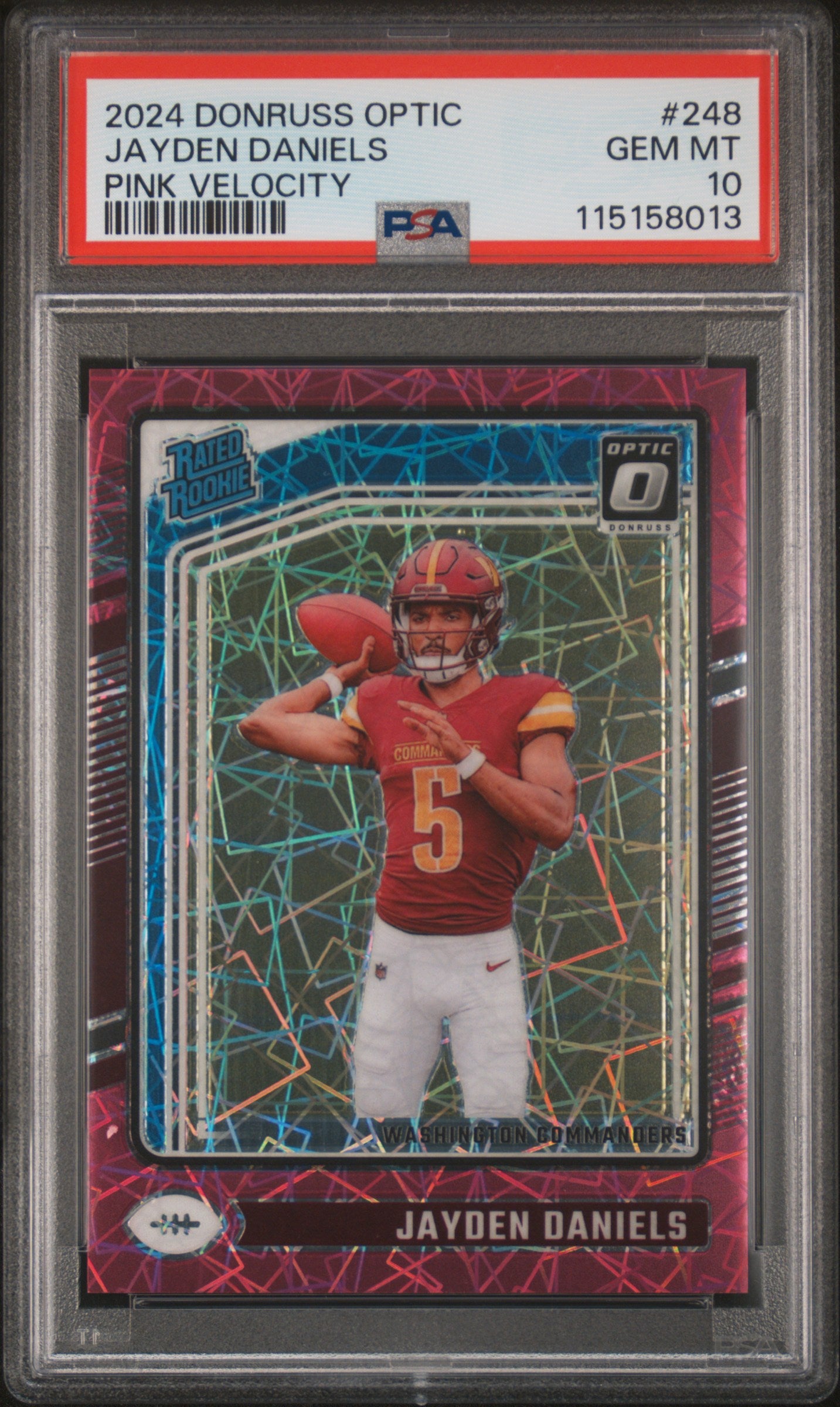 Jayden Daniels 2024 Donruss Optic Pink Velocity Rookie #73/80 PSA 10 Gem Mint