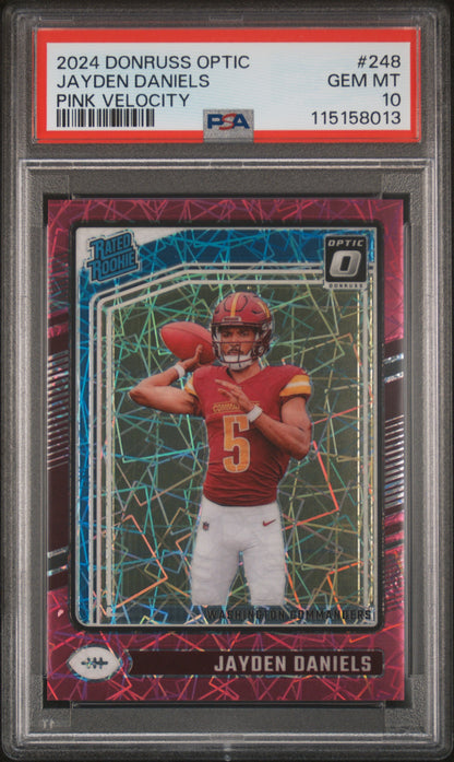 Jayden Daniels 2024 Donruss Optic Pink Velocity Rookie #73/80 PSA 10 Gem Mint