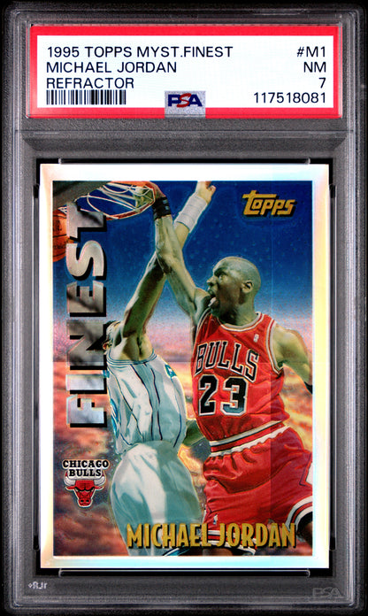 Michael Jordan 1995 Topps Finest Mystery Refractor PSA 7 Near Mint