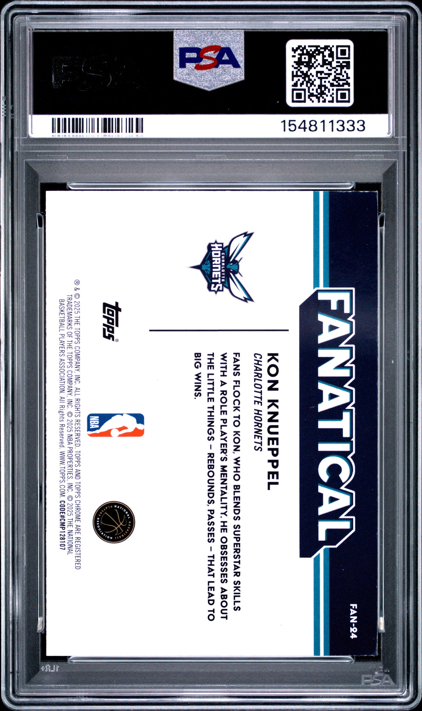 Kon Knueppel 2025 Topps Chrome Fanatical Rookie PSA 10 Gem Mint