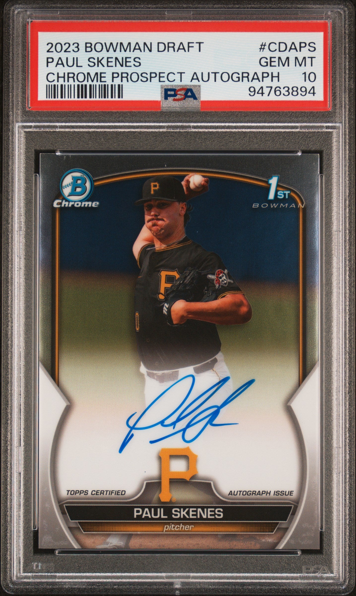 Paul Skenes 2023 Bowman Chrome Draft Autograph PSA 10 Gem Mint 3894