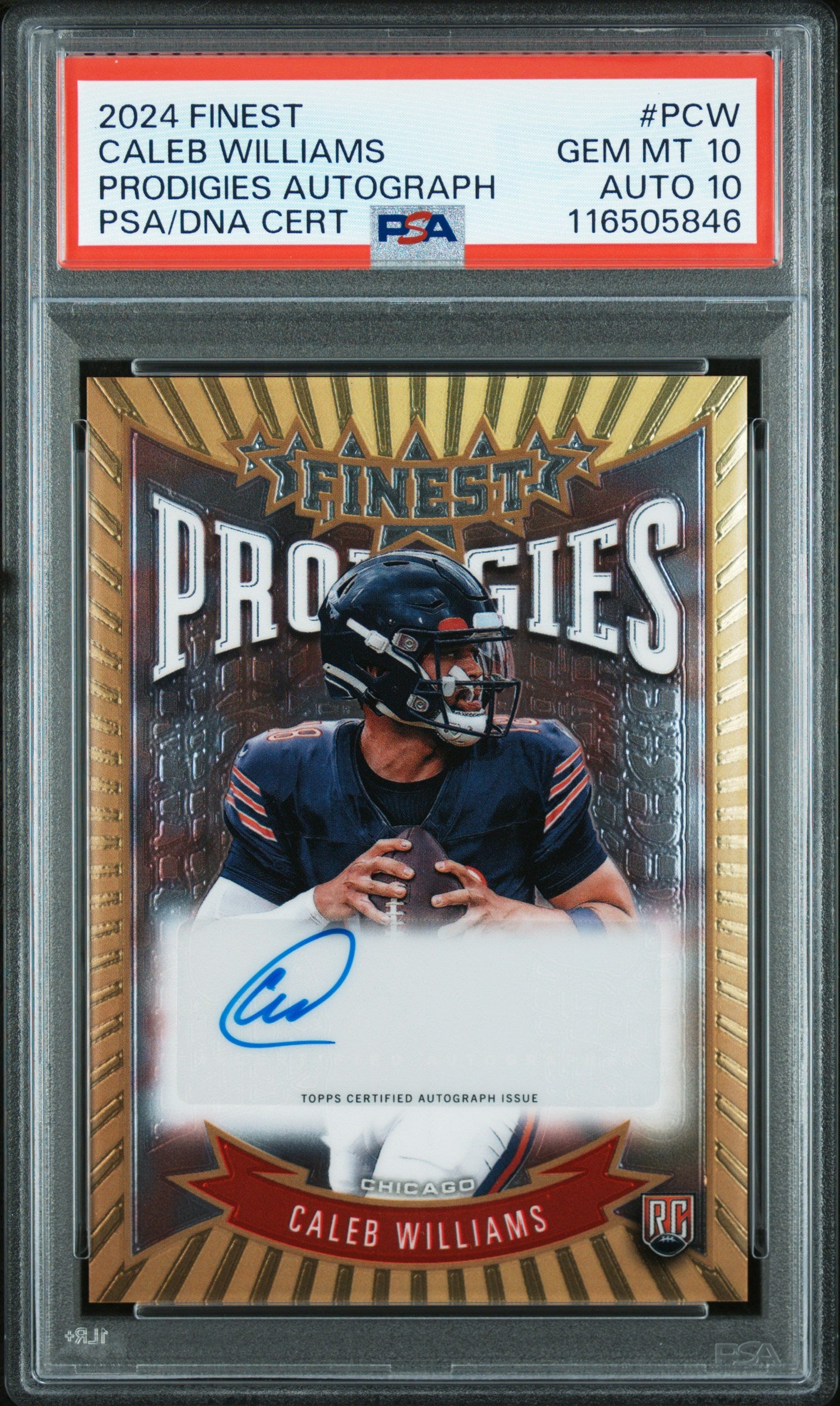 Caleb Williams 2024 Finest Prodigies Rookie Autograph PSA 10 Auto 10