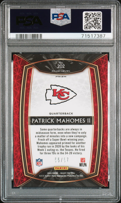 Patrick Mahomes 2020 Panini Select #202 Dragon Scale #55/67 PSA 10 Gem Mint