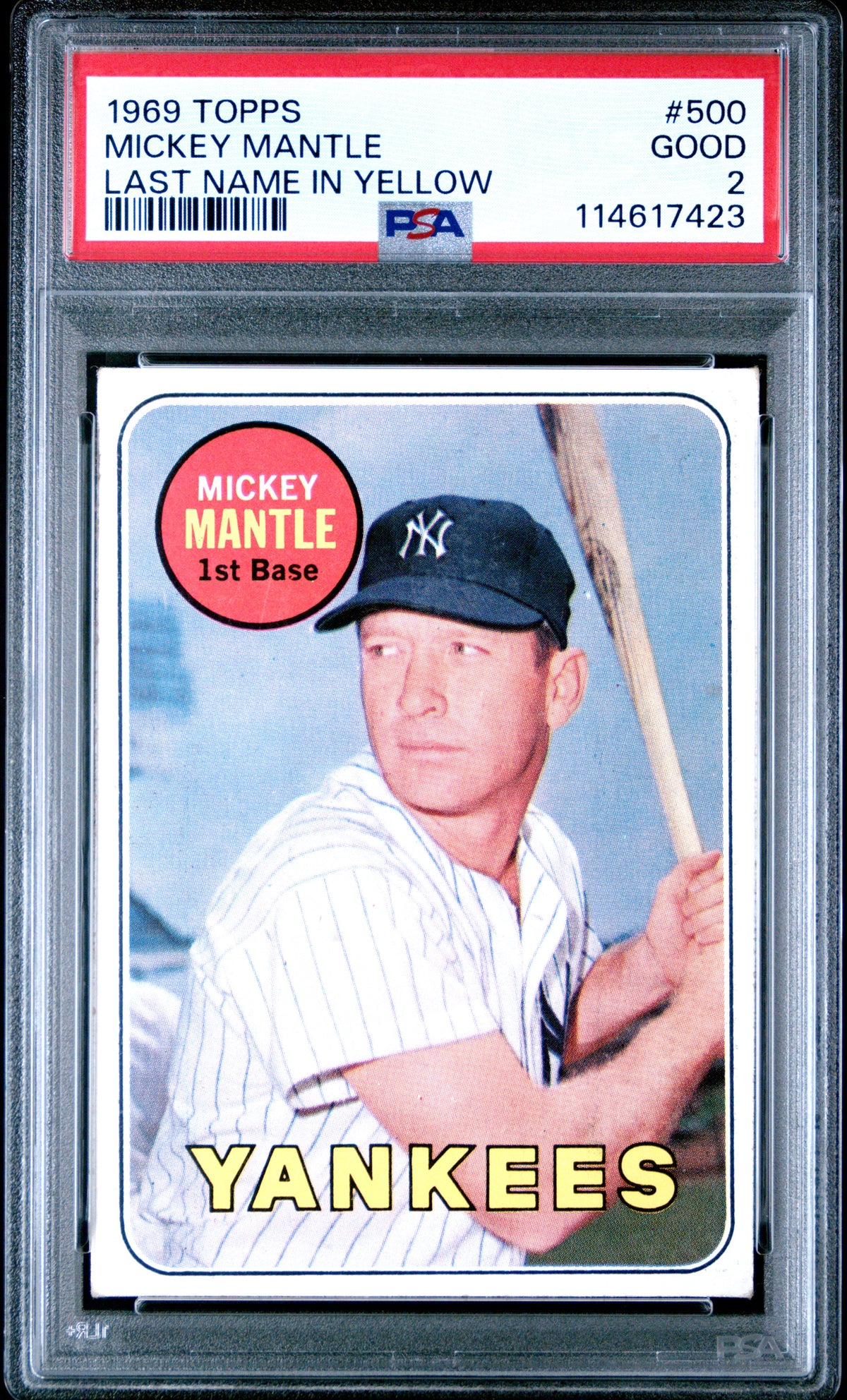 Mickey Mantle 1969 Topps #500 PSA 3 Good 7423