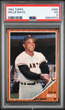 Willie Mays 1962 Topps #300 PSA 3 Very Good 7973