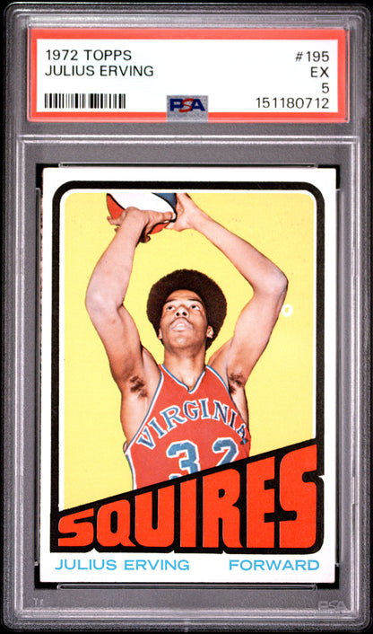 Julius Erving 1972 Topps Rookie #195 PSA 5 EX 0712