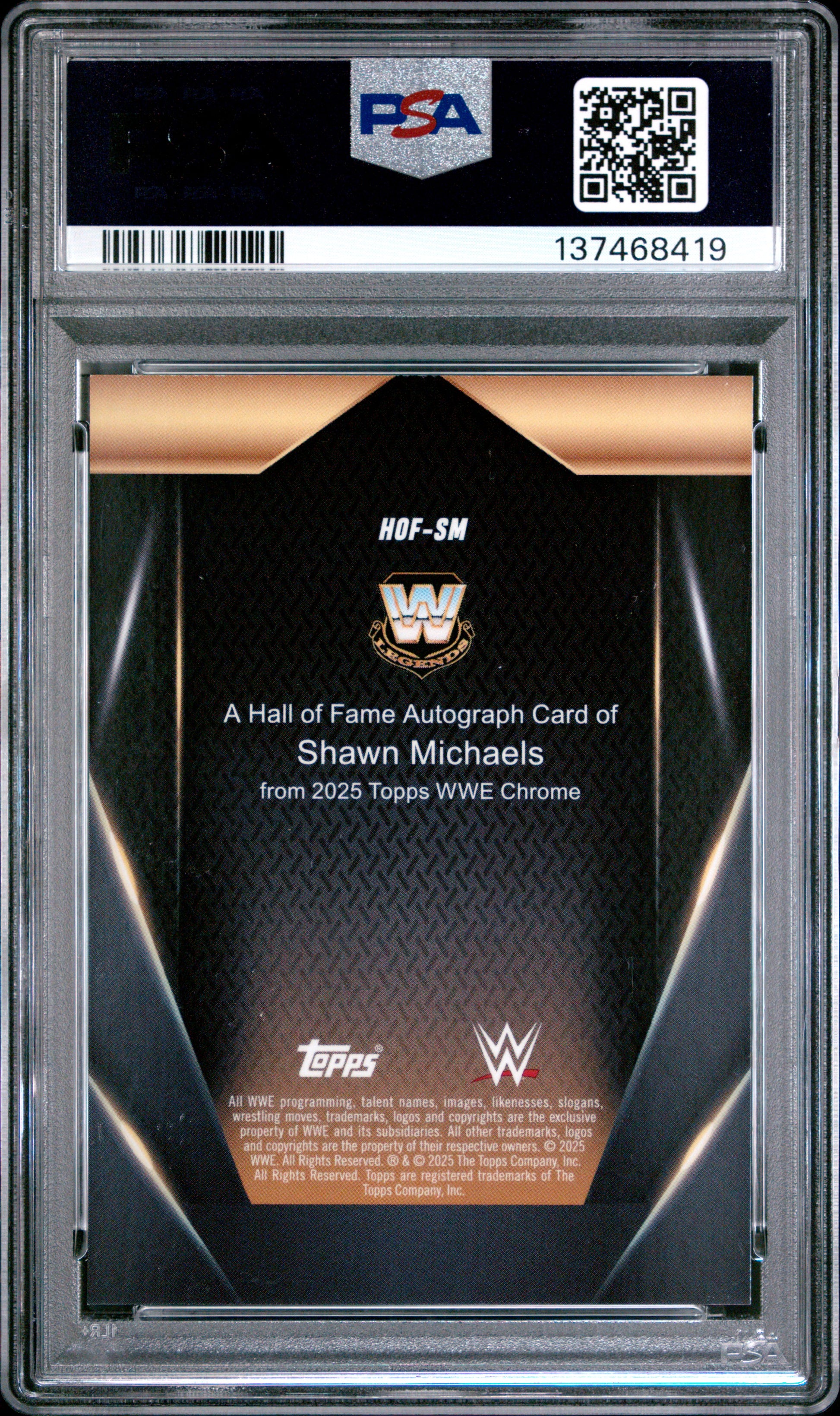 Shawn Michaels 2025 Topps Chrome WWE Hall of Game Black Refractor Auto #9/10 PSA 10 Gem Mint