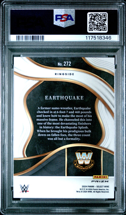 Earthquake 2024 Panini Select WWE #272 Zebra Prizm PSA 10 Gem Mint