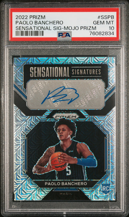 Paolo Banchero 2022 Panini Prizm Sensational Signatures Mojo Prizm Auto #4/25 PSA 10 Gem Mint