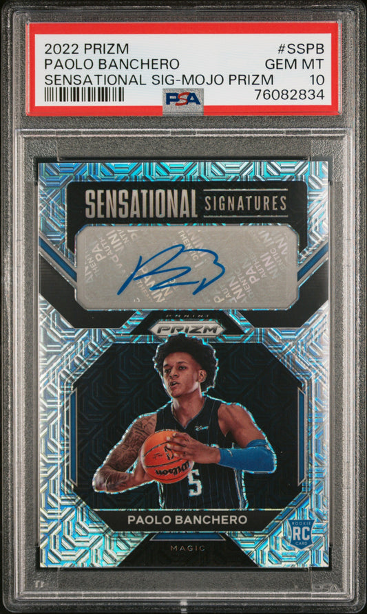 Paolo Banchero 2022 Panini Prizm Sensational Signatures Mojo Prizm Auto #4/25 PSA 10 Gem Mint