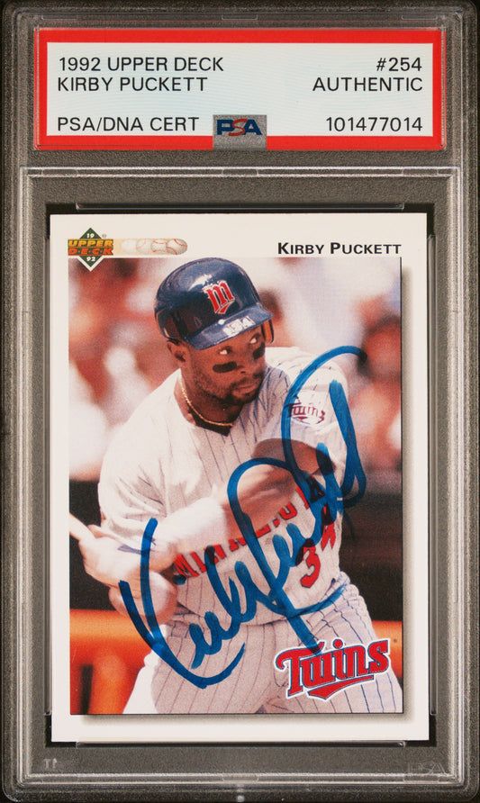 Kirby Puckett 1992 Upper Deck #254 Autograph PSA Auth 7014