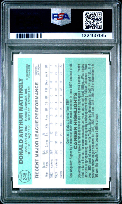 Don Mattingly 1984 Donruss Rookie #248 PSA 9 Mint 0185