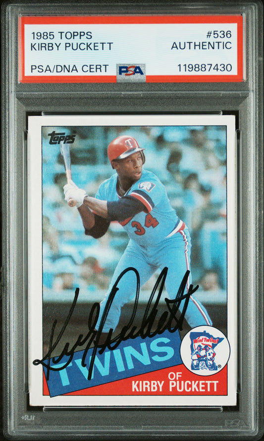 Kirby Puckett 2985 Topps Rookie #536 Autograph PSA Auth