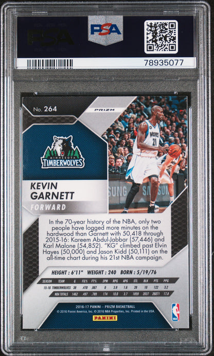 Kevin Garnett 2016 Panini Prizm #264 Starburst Prizm PSA 10 Gem Mint