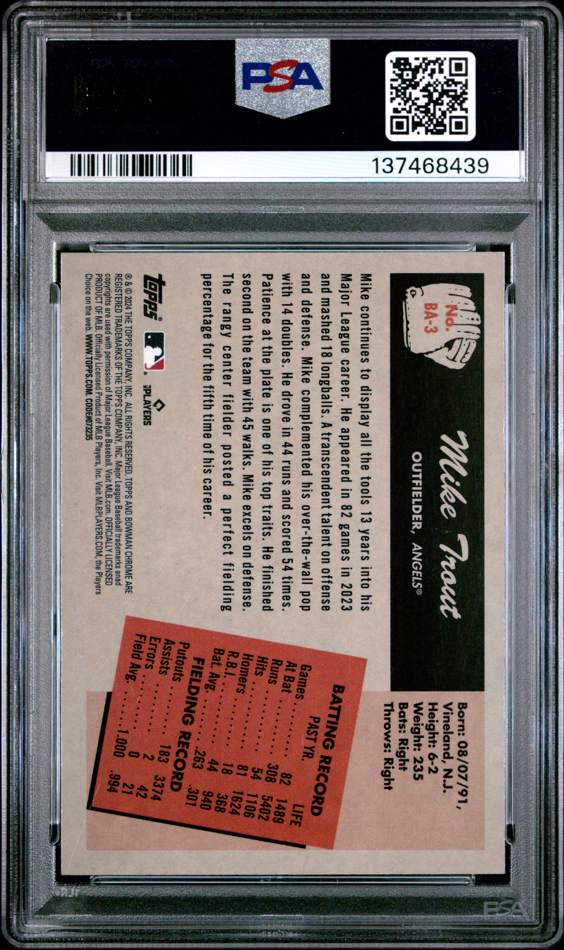 Mike Trout 2024 Bowman 1955 Anime #BA3 PSA 10 Gem Mint