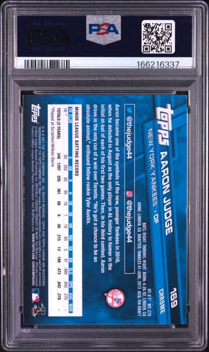 Aaron Judge 2017 Topps Chrome Rookie #169 PSA 10 Gem Mint 6337