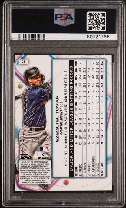 Ezequiel Tovar 2023 Topps Chrome Cosmic Red Flare #3/5 PSA 9 Mint