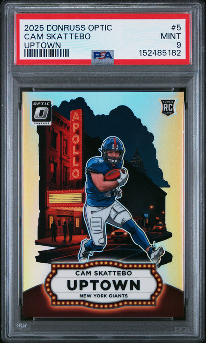 Cam Skattebo 2025 DOnruss Optic Uptown Rookie PSA 9 Mint