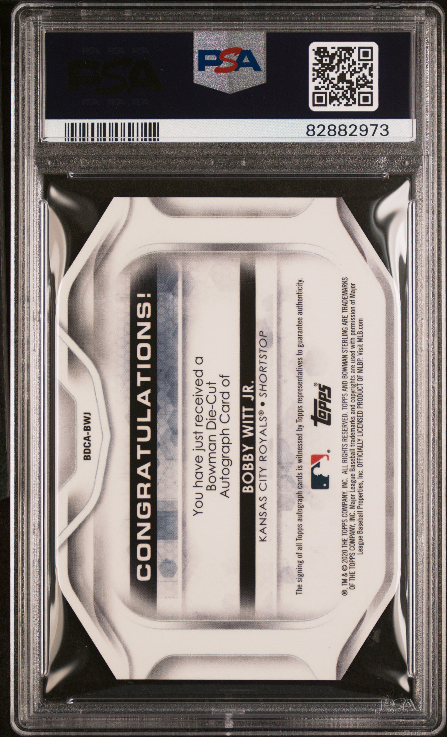 Bobby Witt Jr. 2020 Bowman Sterling Die-Cut Auto #59/99 PSA 10 Gem Mint