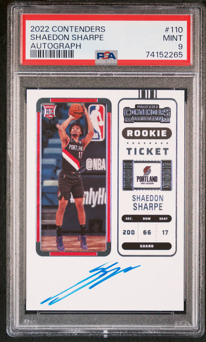 Shaedon Sharpe 2022 Panini Contenders Auto RC #110 PSA 9 Mint
