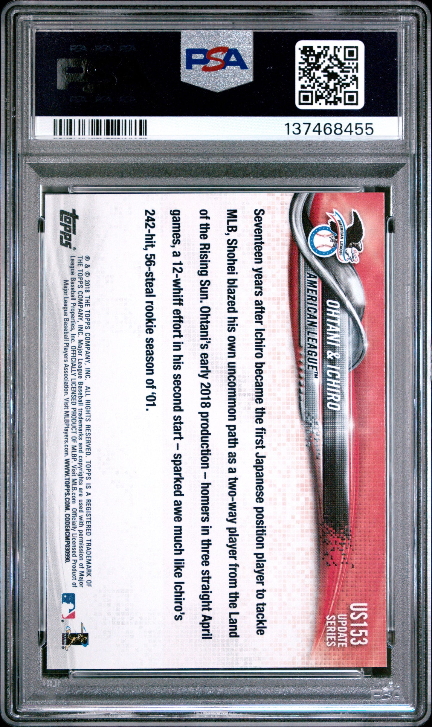 Shohei Ohtani + Ichiro 2018 Topps Update #US153 PSA 10 Gem Mint 8455
