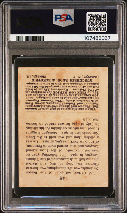 Ted Cather 1915 Cracker Jack #145 PSA 3 Very Good