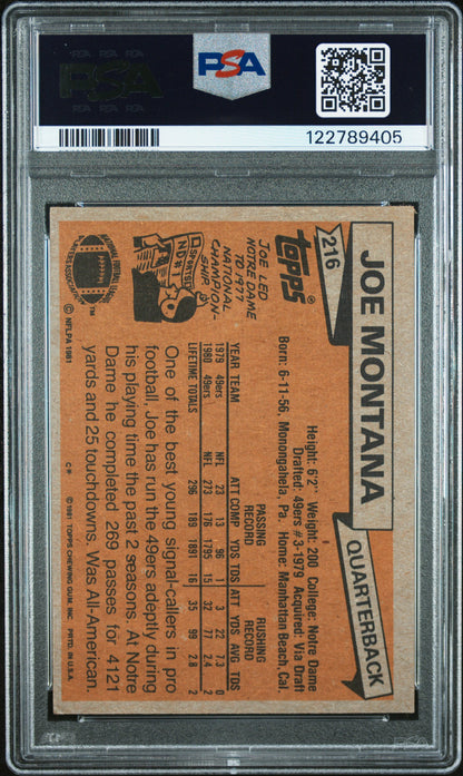 Joe Montana 1981 Topps Rookie #216 PSA 4 Vg-Ex