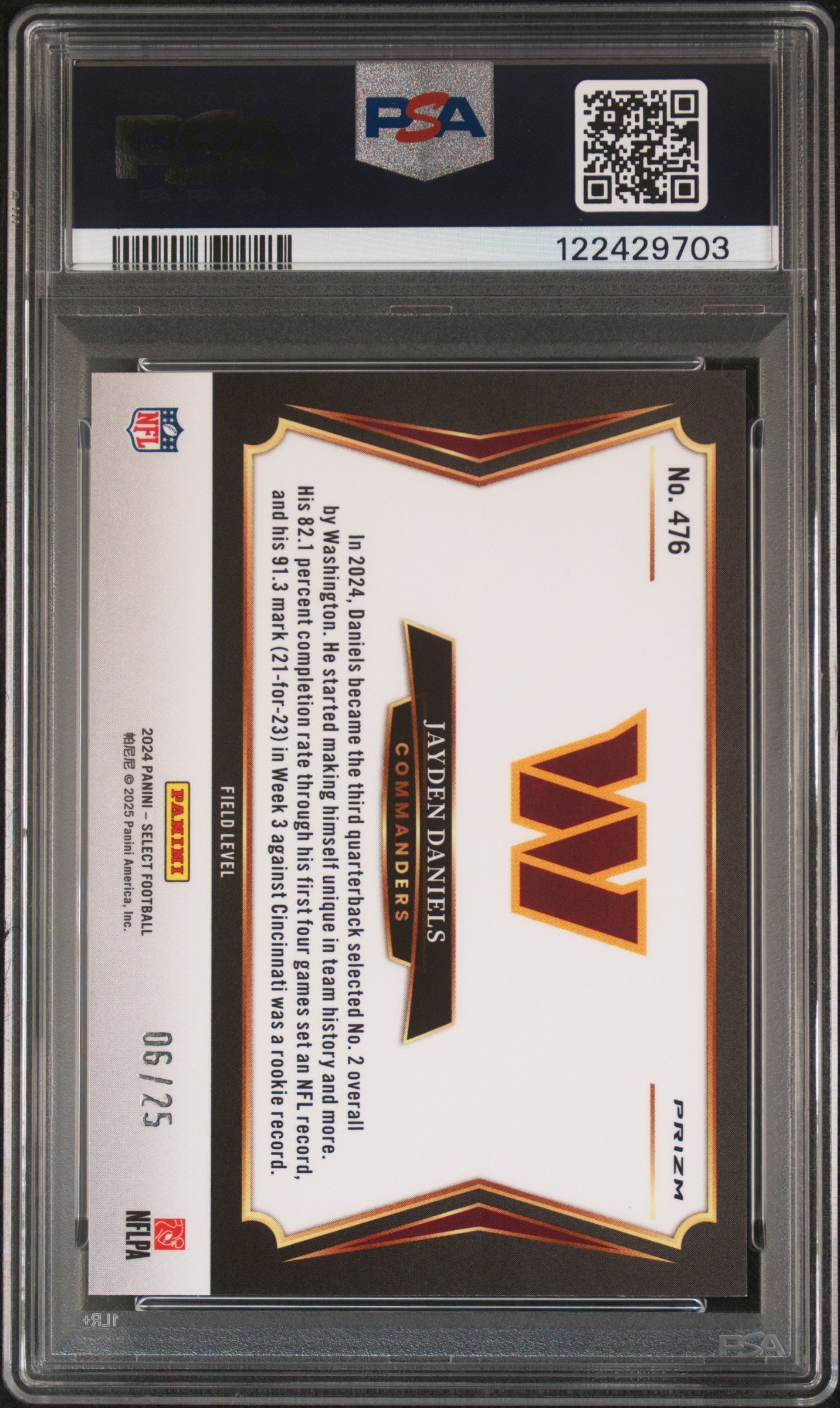 Jayden Daniels 2024 Panini Select Field Level #476 Tie-Dye PSA 10 Gem Mint