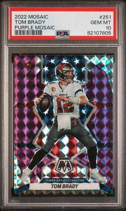 Tom Brady 2022 Panini Mosaic Purple #251 #49/49 PSA 10 Gem Mint