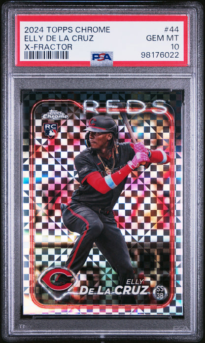 Elly de la Cruz 2024 Topps Chrome Rookie X-Fractor #44 PSA 10 Gem Mint