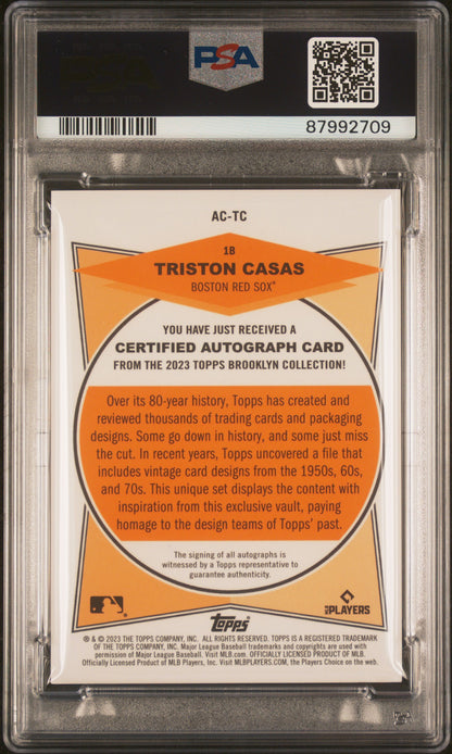 Triston Casas 2023 Topps Brooklyn Collection Gold Auto #44/50 PSA 10 Auto 10