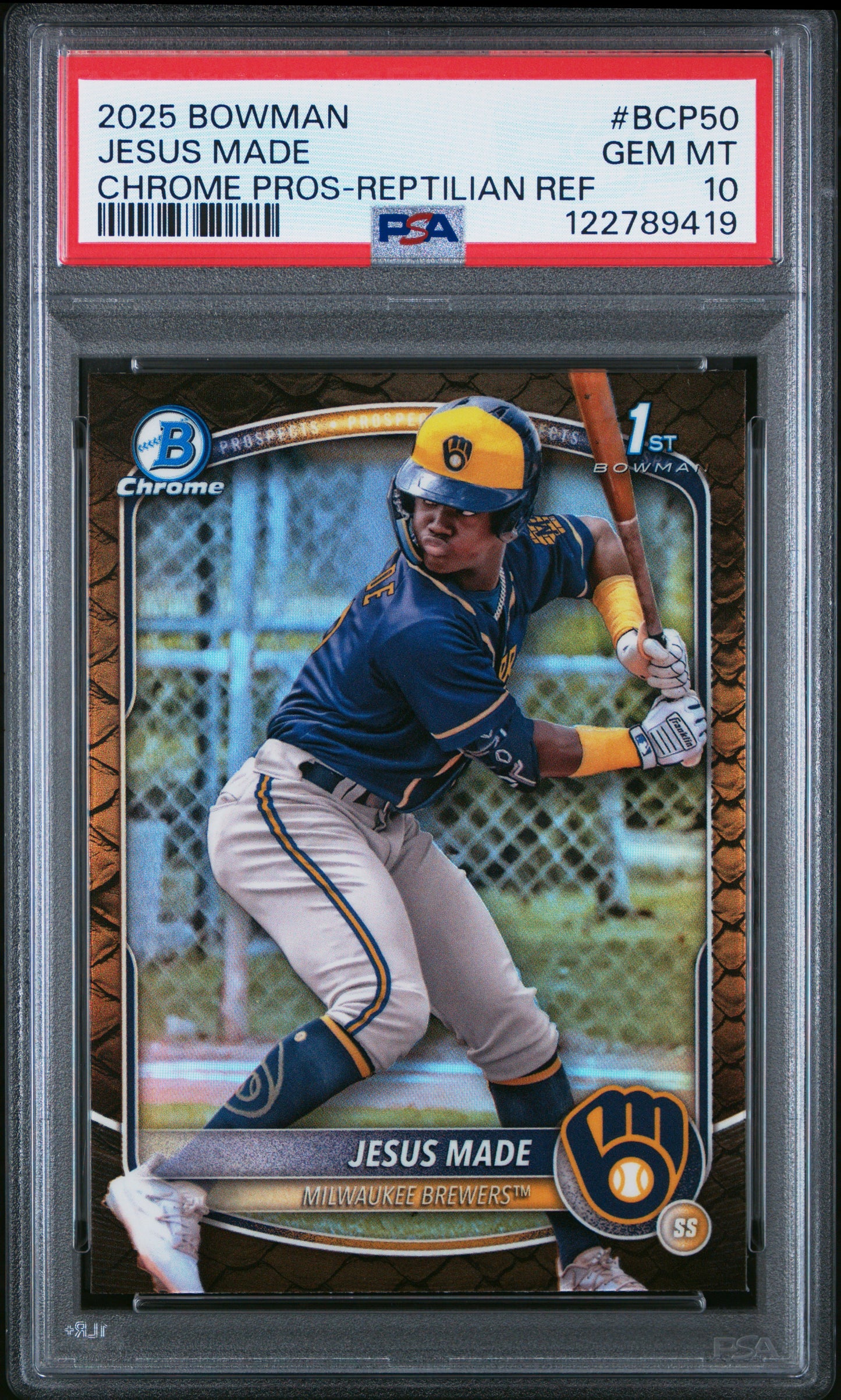 Jesus Made 2025 Bowman Chrome Reptilian Refractor PSA 10 Gem Mint
