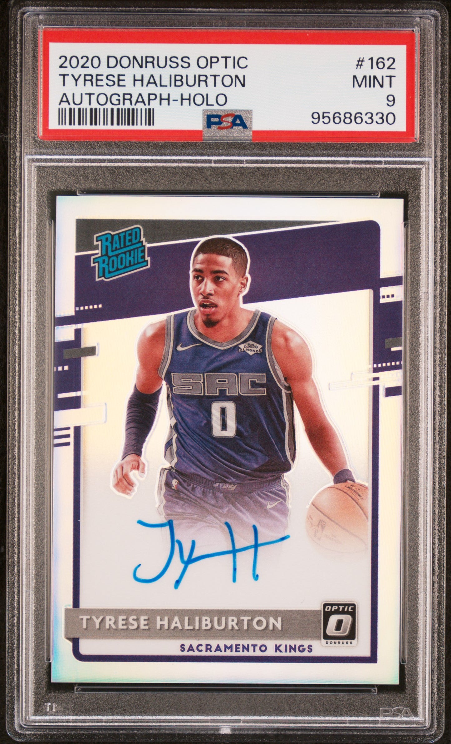 Tyrese Haliburton 2020 Panini Optic #162 Holo Rookie Auto PSA 9 Mint