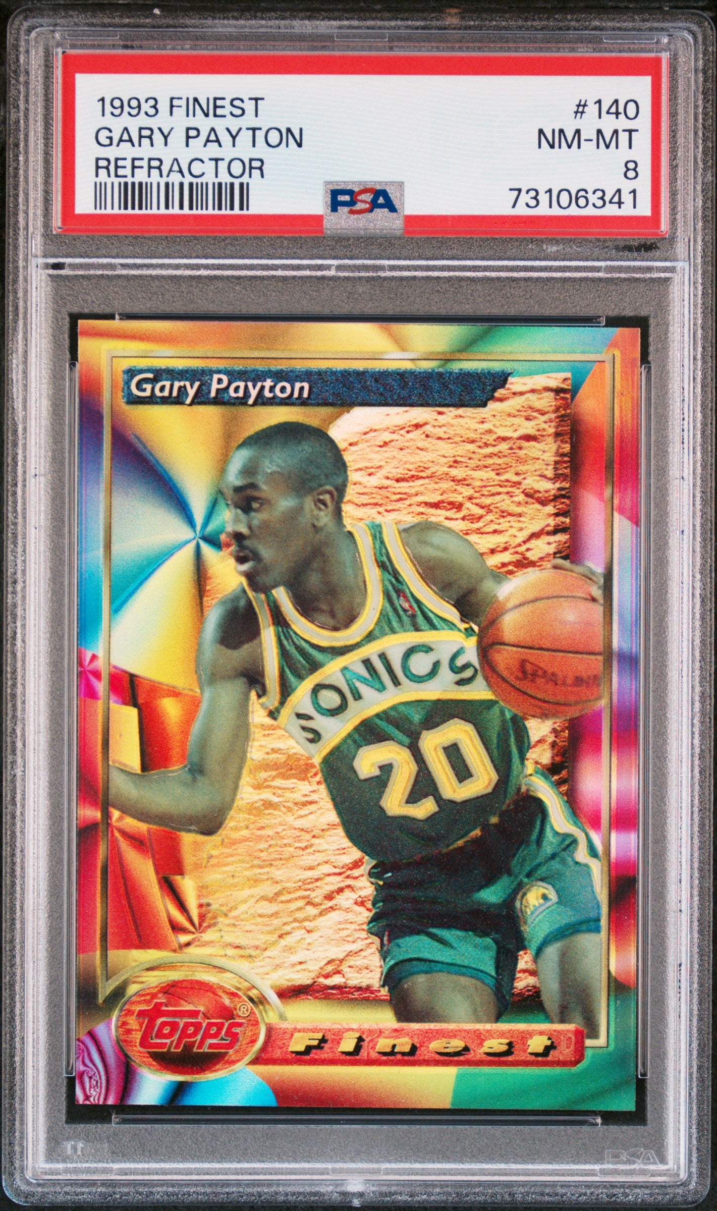 Gary Payton 1993 Topps Finest Refractor #140 PSA 8 Nm-Mint