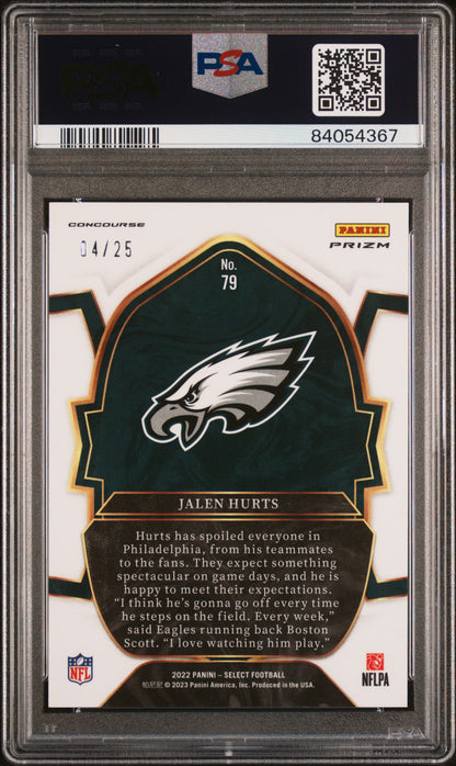 Jalen Hurts 2022 Panini Select #79 Tie-Dye Prizm #4/25 PSA 10 Gem Mint