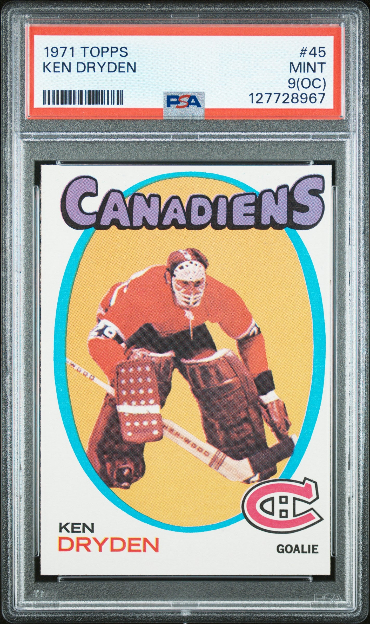 Ken Dryden 1971 Topps Rookie #45 PSA 9 Mint OC