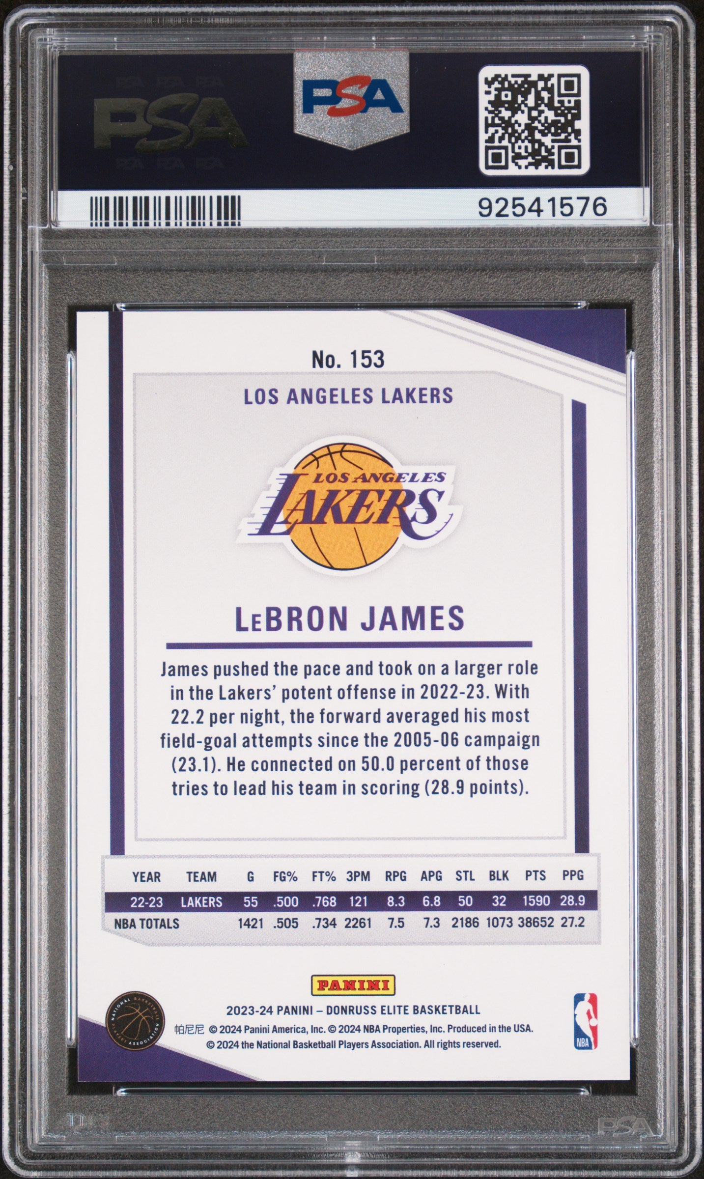 LeBron James 2023 Donruss Elite #153 Mixorama PSA 9 Mint