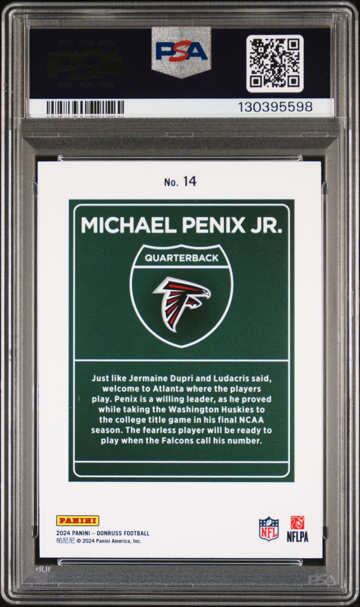 Michael Penix Jr. 2024 Donruss Downtown PSA 8 Nm-Mint