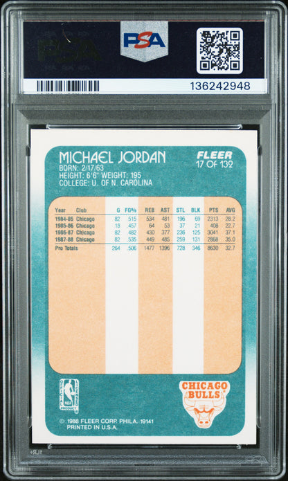 Michael Jordan 1988 Fleer #17 PSA 6 Ex-Mint 2948