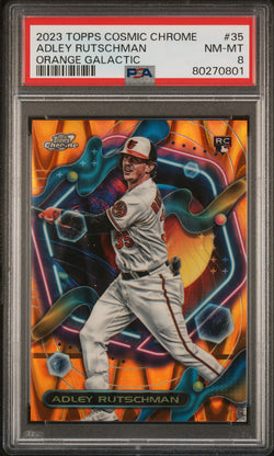 Adley Rutschman 2023 Topps Chrome Cosmic Orange Galactic Refractor #3/25 PSA 8 NM-MINT