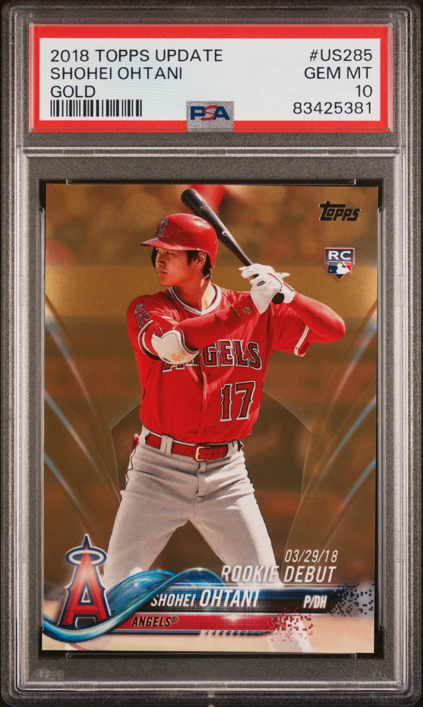 Shohei Ohtani 2018 Topps Update Gold #US285 #1690/2018 PSA 10 Gem Mint