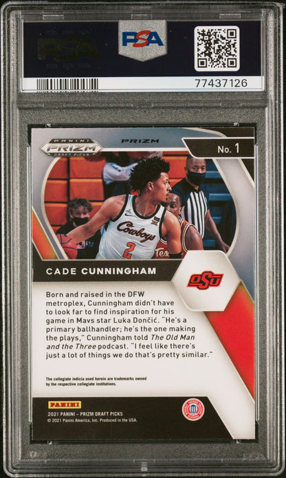 Cade Cunningham 2021 Panini Prizm Draft Picks #1 Choice Tiger Stripe PSA 9 Mint